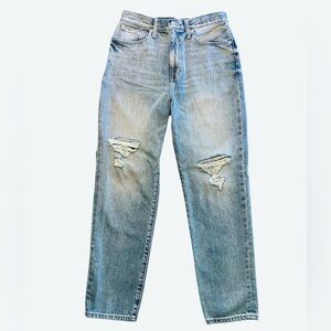 MADEWELL THE MOMJEAN Blue Straight-Leg  Jeans with Distressed Details Waist 28
